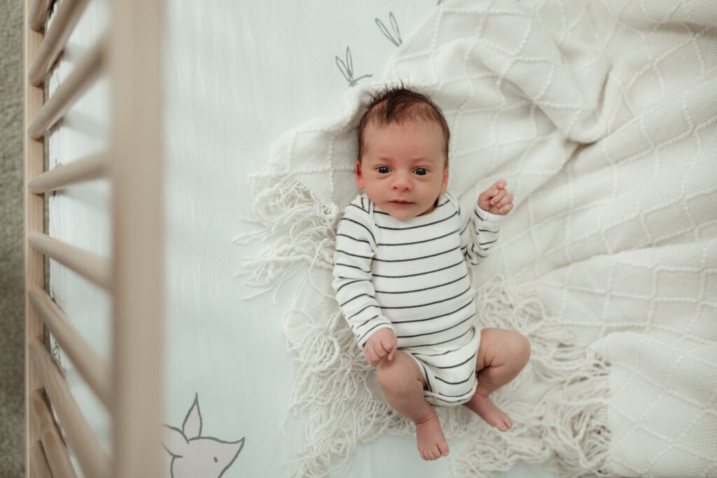 portrait of baby in his crib