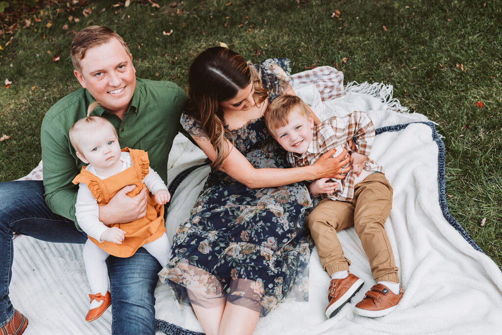 modern family photo from above