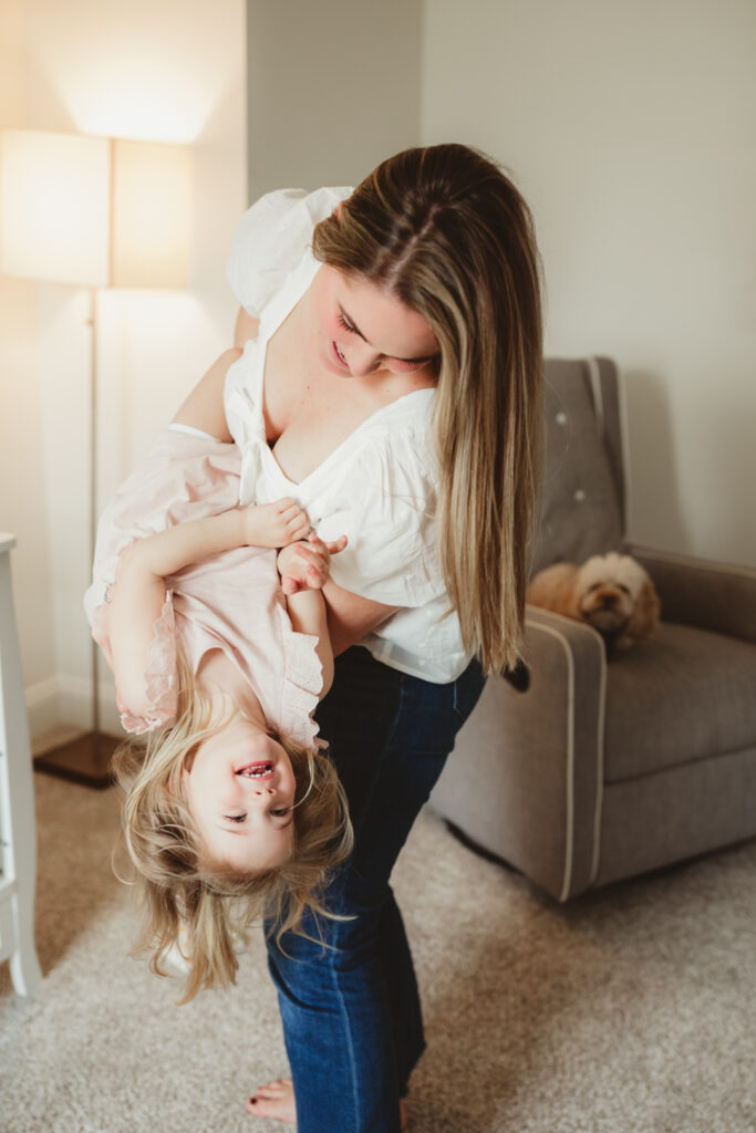 mom plays with daughter